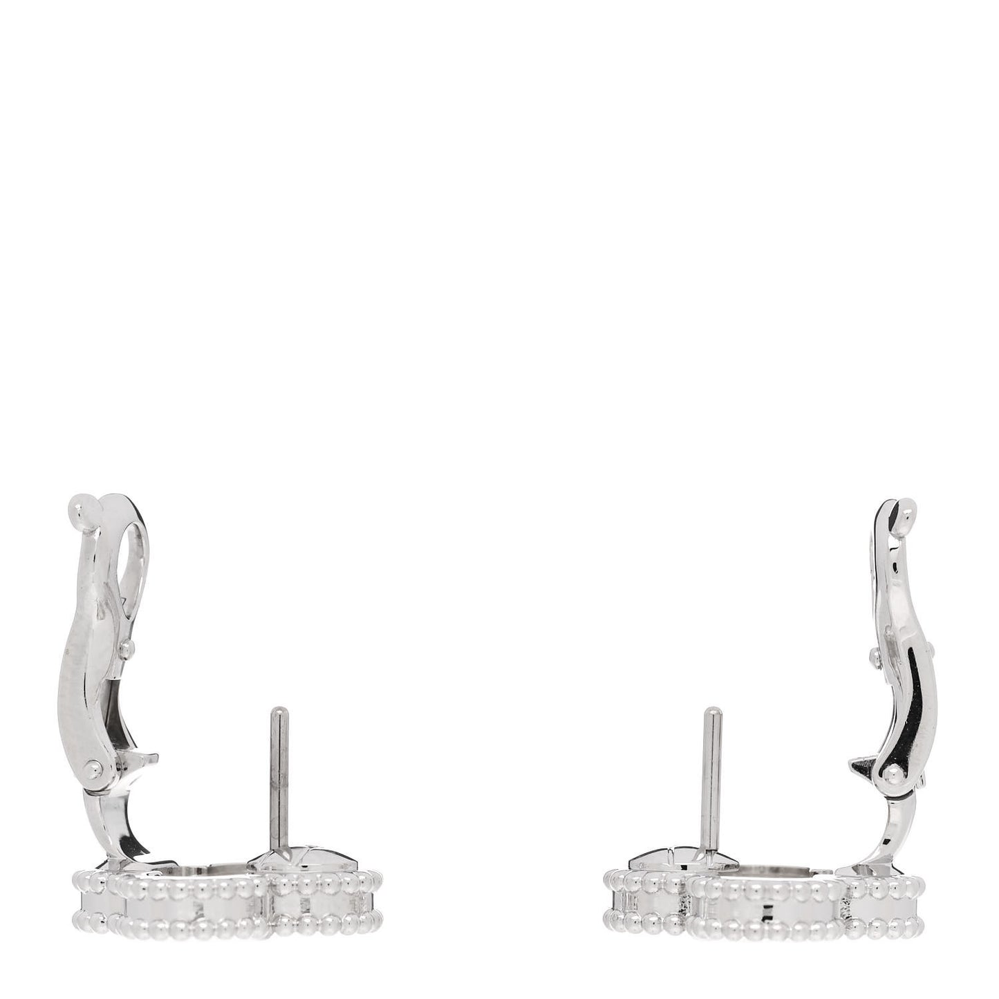 18K White Gold Mother of Pearl Vintage Alhambra Earrings