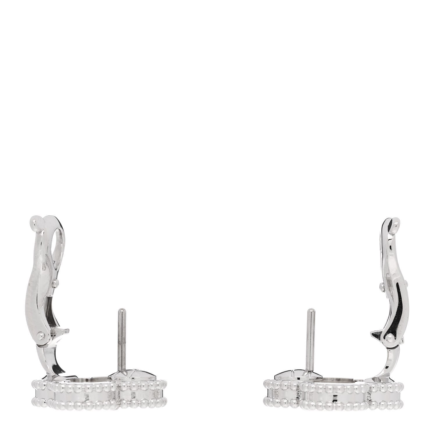 Van Cleef & Arpels 18K White Gold Mother of Pearl Vintage Alhambra Earrings 3 of 5