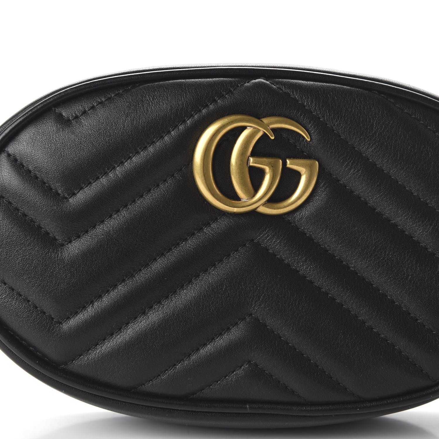 Gucci Calfskin Matelasse GG Marmont Belt Bag 85 34 Black 10 of 11