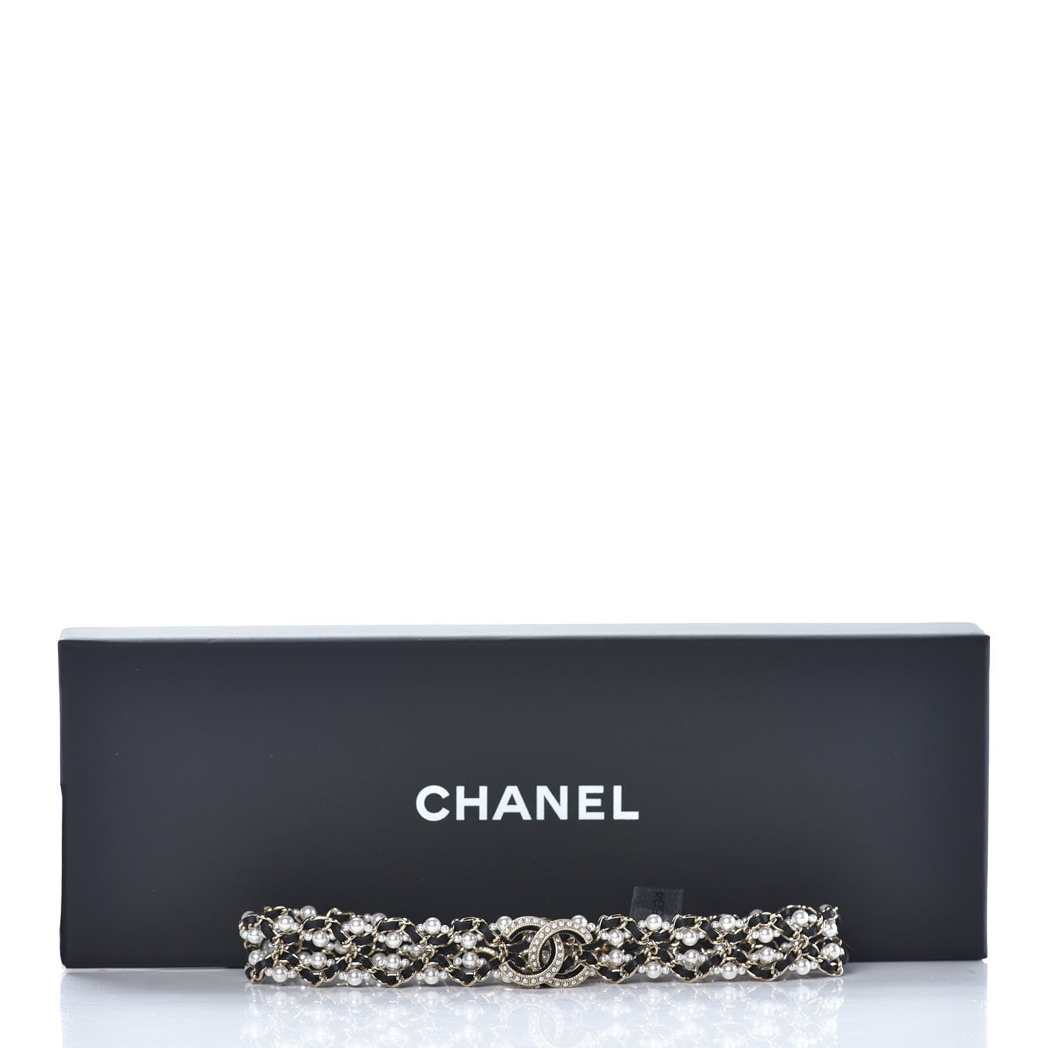 Chanel Pearl Lambskin CC Chain Twist Choker Necklace Black Gold 7 of 7