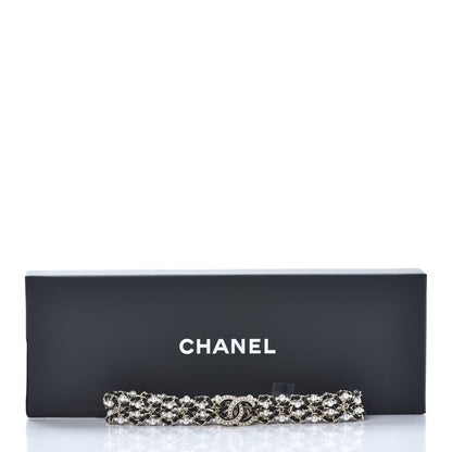 Chanel Pearl Lambskin CC Chain Twist Choker Necklace Black Gold 7 of 7