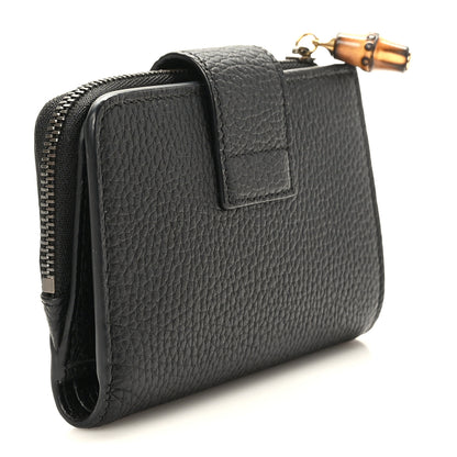 Gucci Piuma Calfskin Medium Bamboo Double G Wallet Black 4 of 8