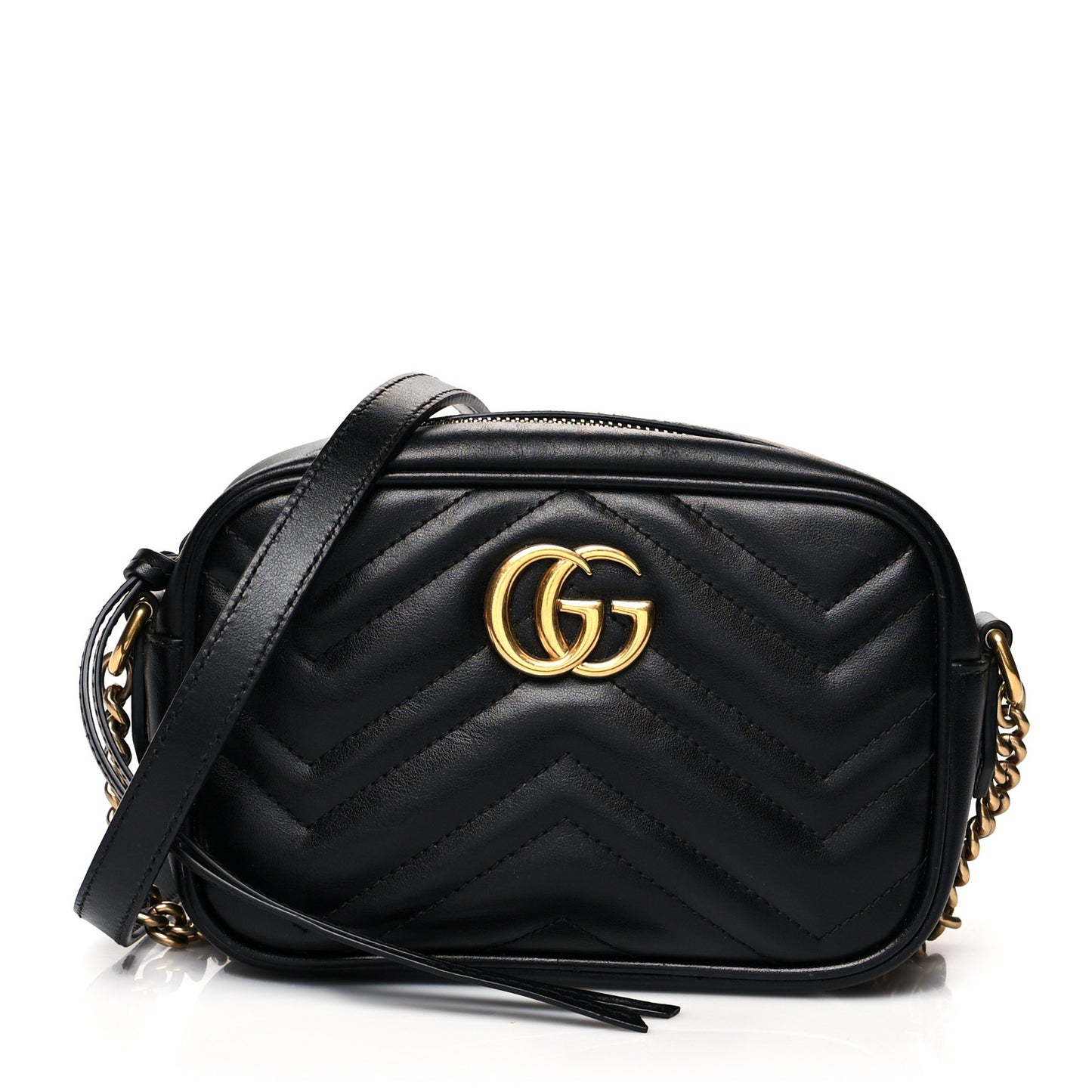 Calfskin Matelasse Mini GG Marmont Chain Shoulder Bag Black