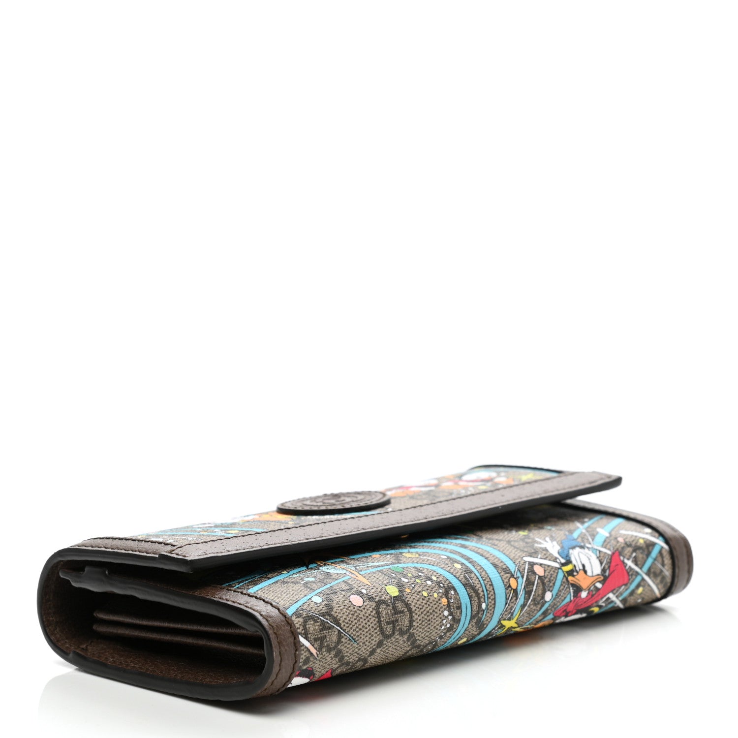 Gucci X DISNEY GG Supreme Monogram Donald Duck Interlocking G Continental Wallet Beige Multicolor New Acero 4 of 8