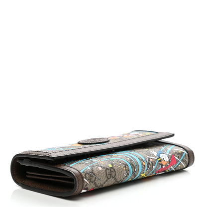 Gucci X DISNEY GG Supreme Monogram Donald Duck Interlocking G Continental Wallet Beige Multicolor New Acero 4 of 8