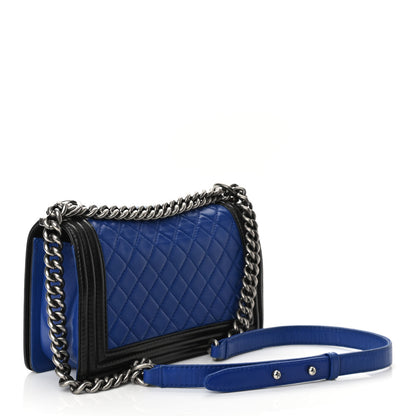 Chanel Lambskin Quilted Medium Boy Flap Black Blue 3 of 11