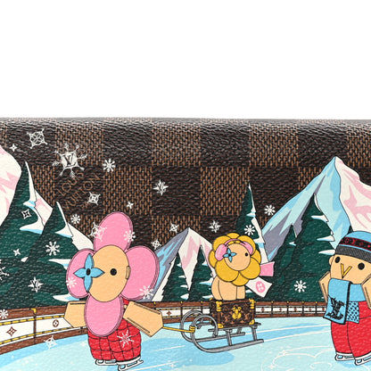 Louis Vuitton Damier Ebene 2023 Christmas Animation Ice Skating Sarah Wallet Pink 8 of 8
