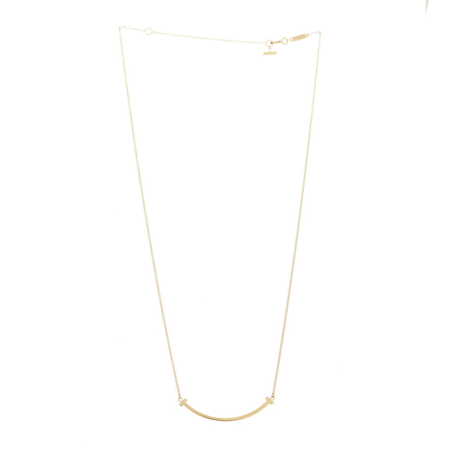 18K Yellow Gold Small T Smile Pendant Necklace