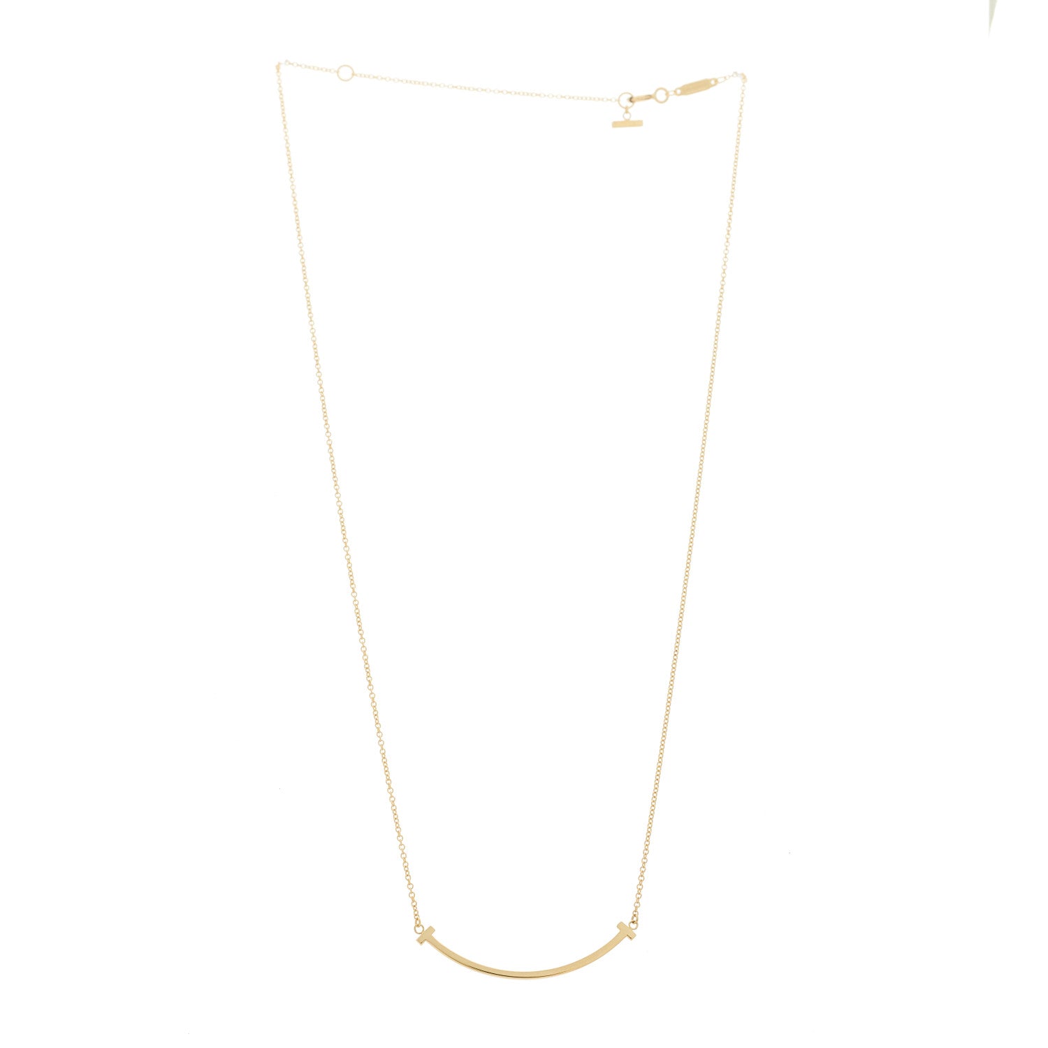 Tiffany 18K Yellow Gold Small T Smile Pendant Necklace 3 of 6
