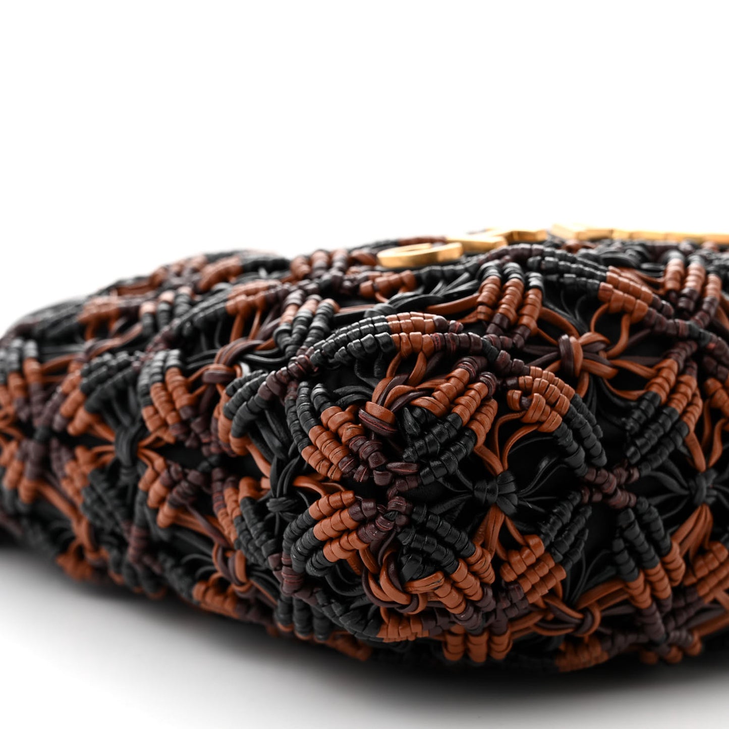 Calfskin Macrame Mini Chanel 22 Black Light Brown Burgundy