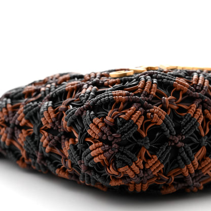 Chanel Calfskin Macrame Mini Chanel 22 Black Light Brown Burgundy 9 of 11