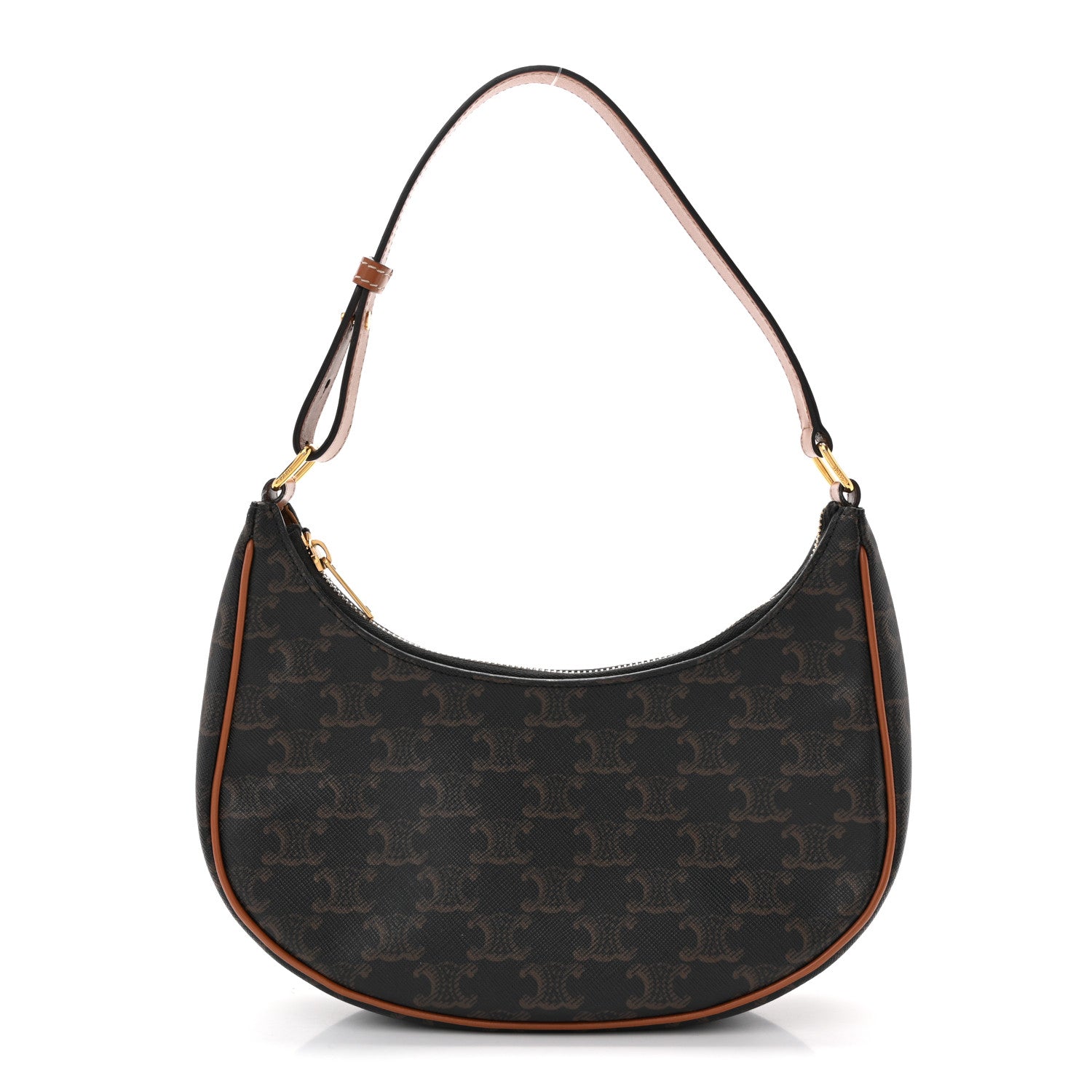 Celine Triomphe Canvas Calfskin Ava Shoulder Bag Tan 1 of 14