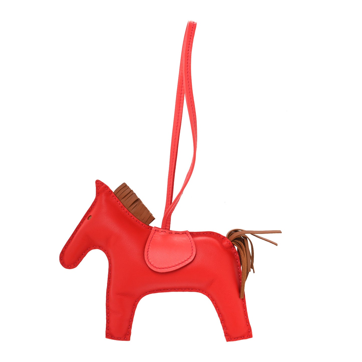 Milo Lambskin Grigri Rodeo Horse Bag Charm GM Rouge Indien Gold Bougainvillea