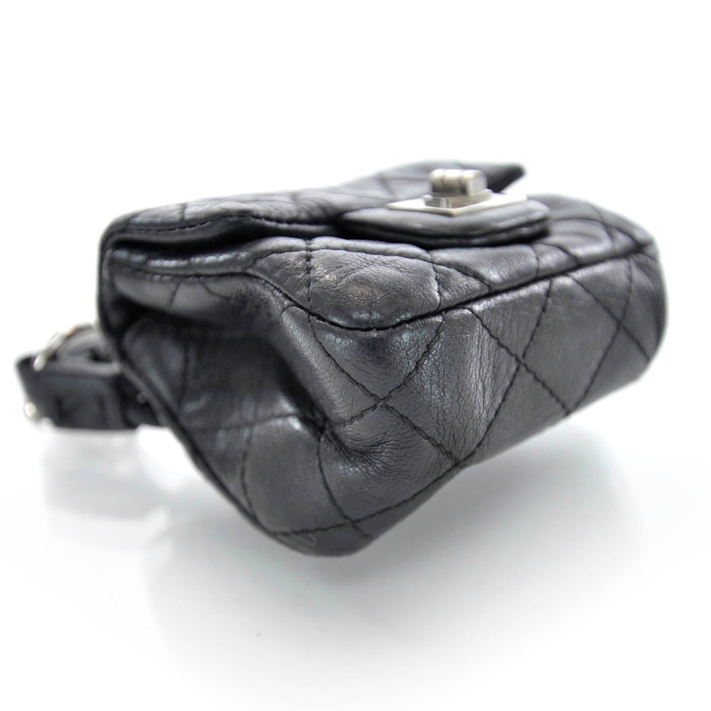 Quilted Leather 2.55 Ankle Wrist Bag Black