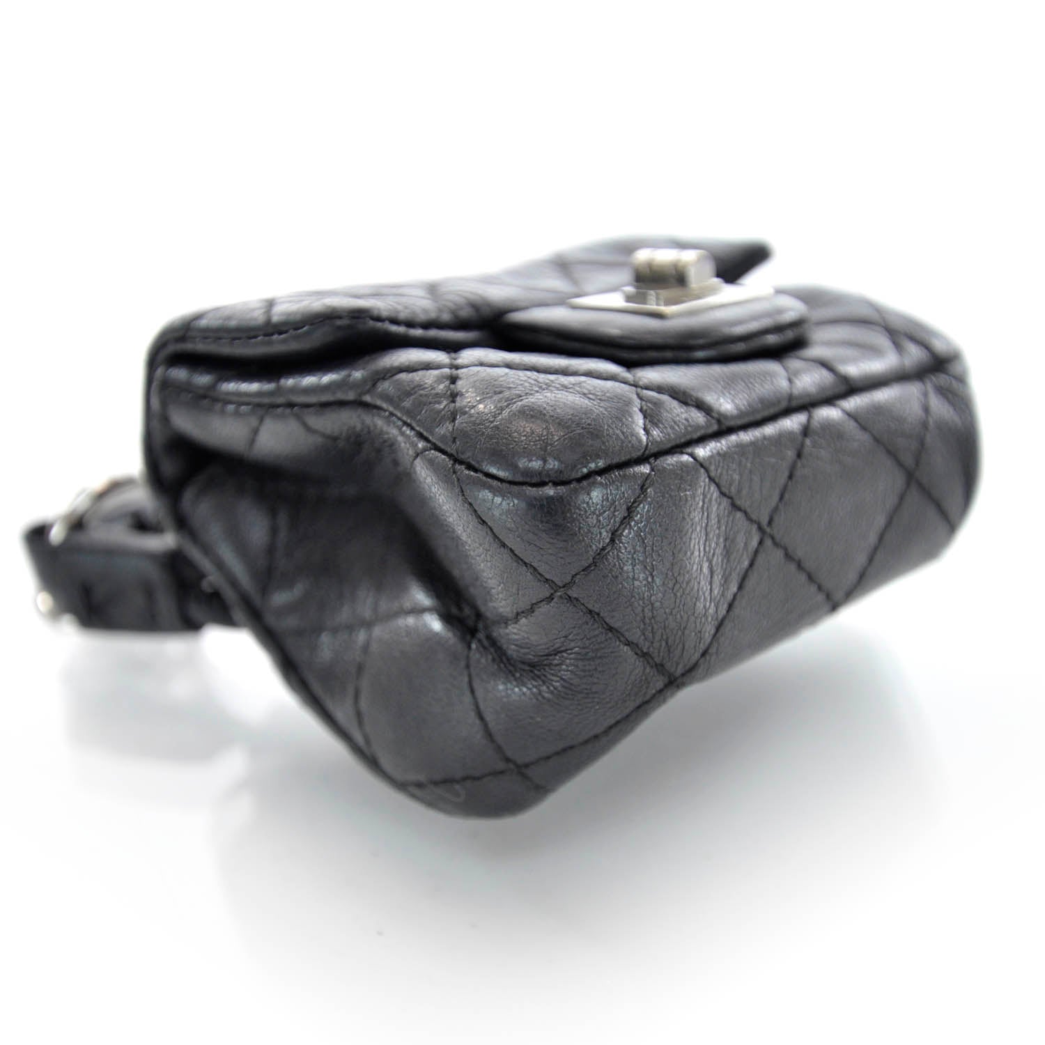 Chanel Quilted Leather 2.55 Ankle Wrist Bag Black 3 of 6