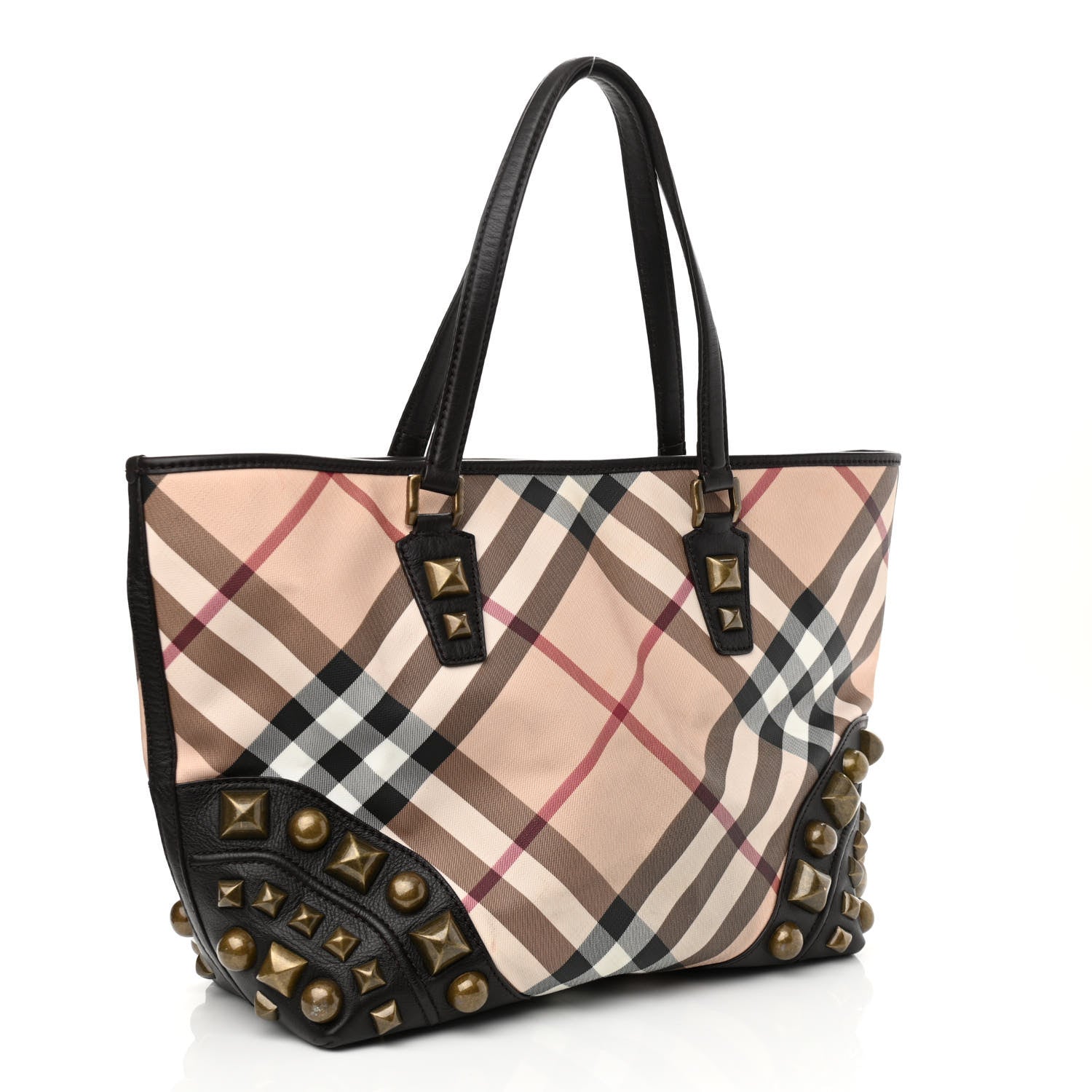 Burberry Nova Check Mega Stud Nickie Tote Black 2 of 9