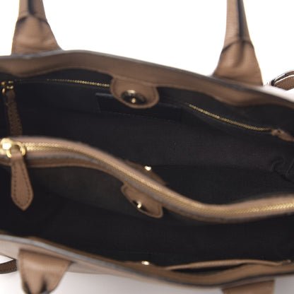 Burberry Grainy Calfskin House Check Medium Banner Tote Dark Sand 6 of 14