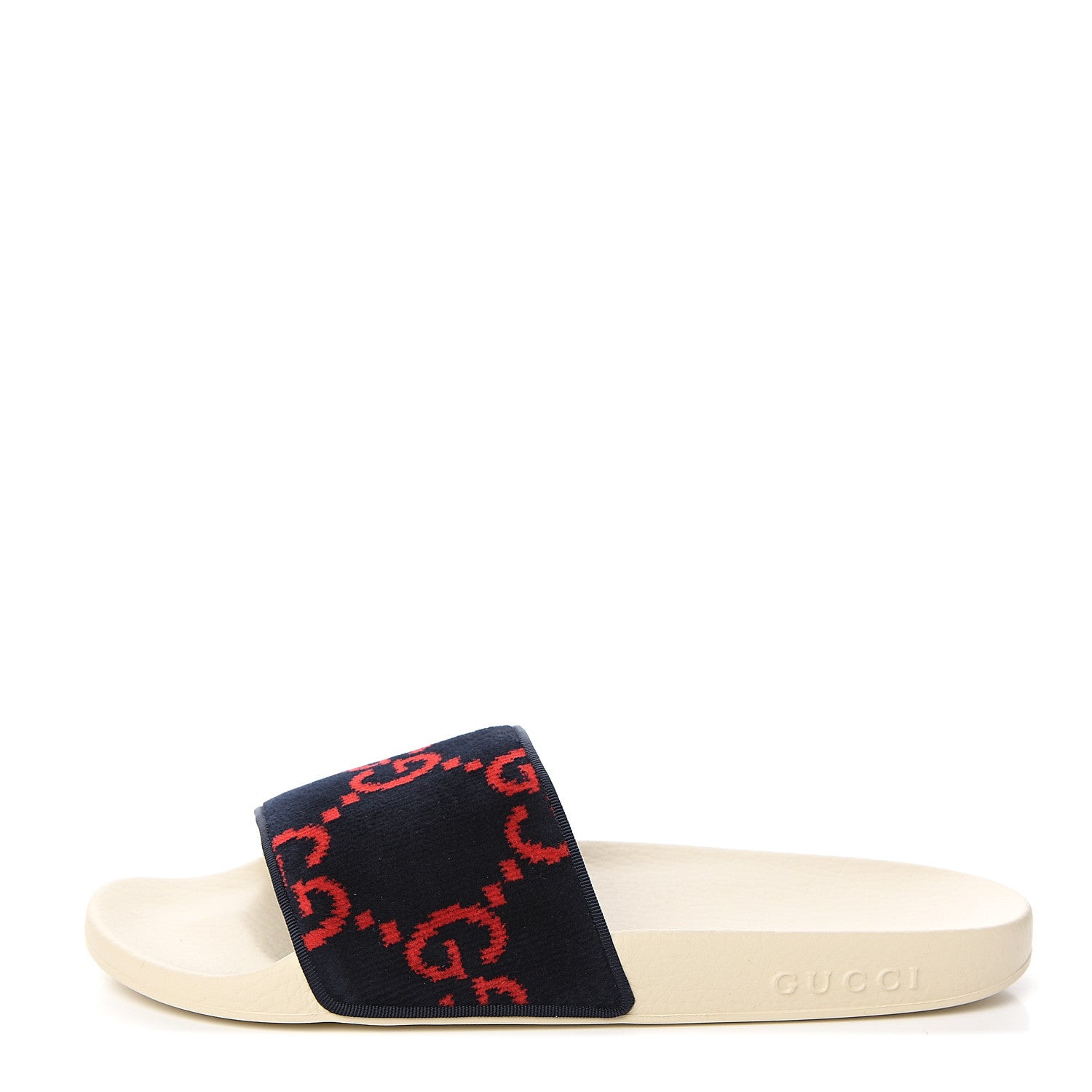 Gucci Terry Cloth GG Monogram Slide Sandals 40 Blue Red 1 of 9