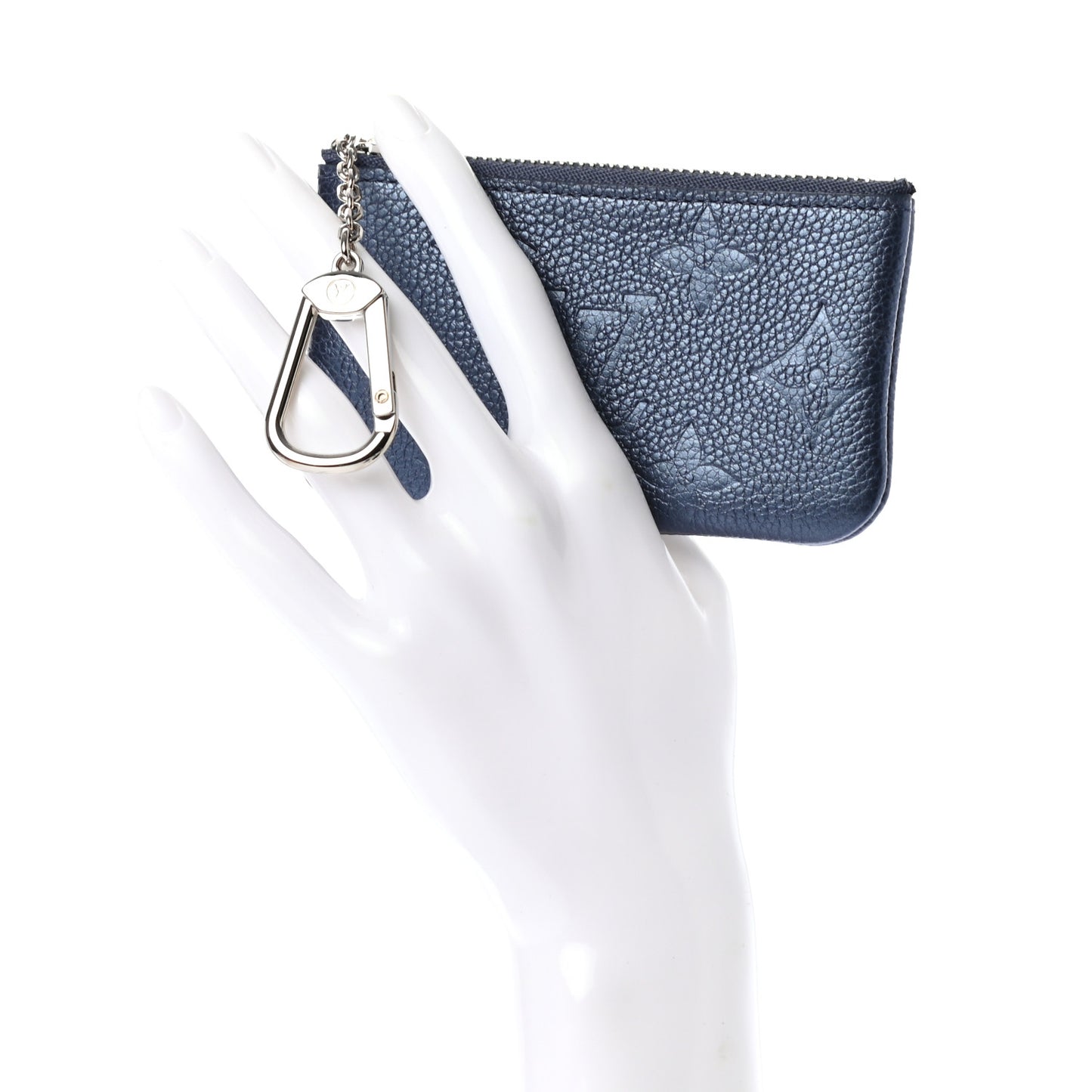 Metallic Empreinte Monogram Giant Key Pouch Navy Nacre