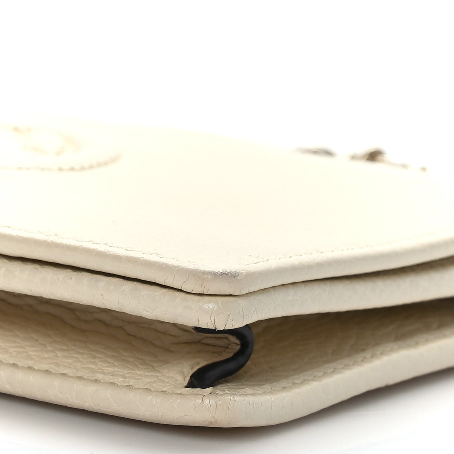 Pebbled Calfskin Soho Wallet on Chain Ivoire