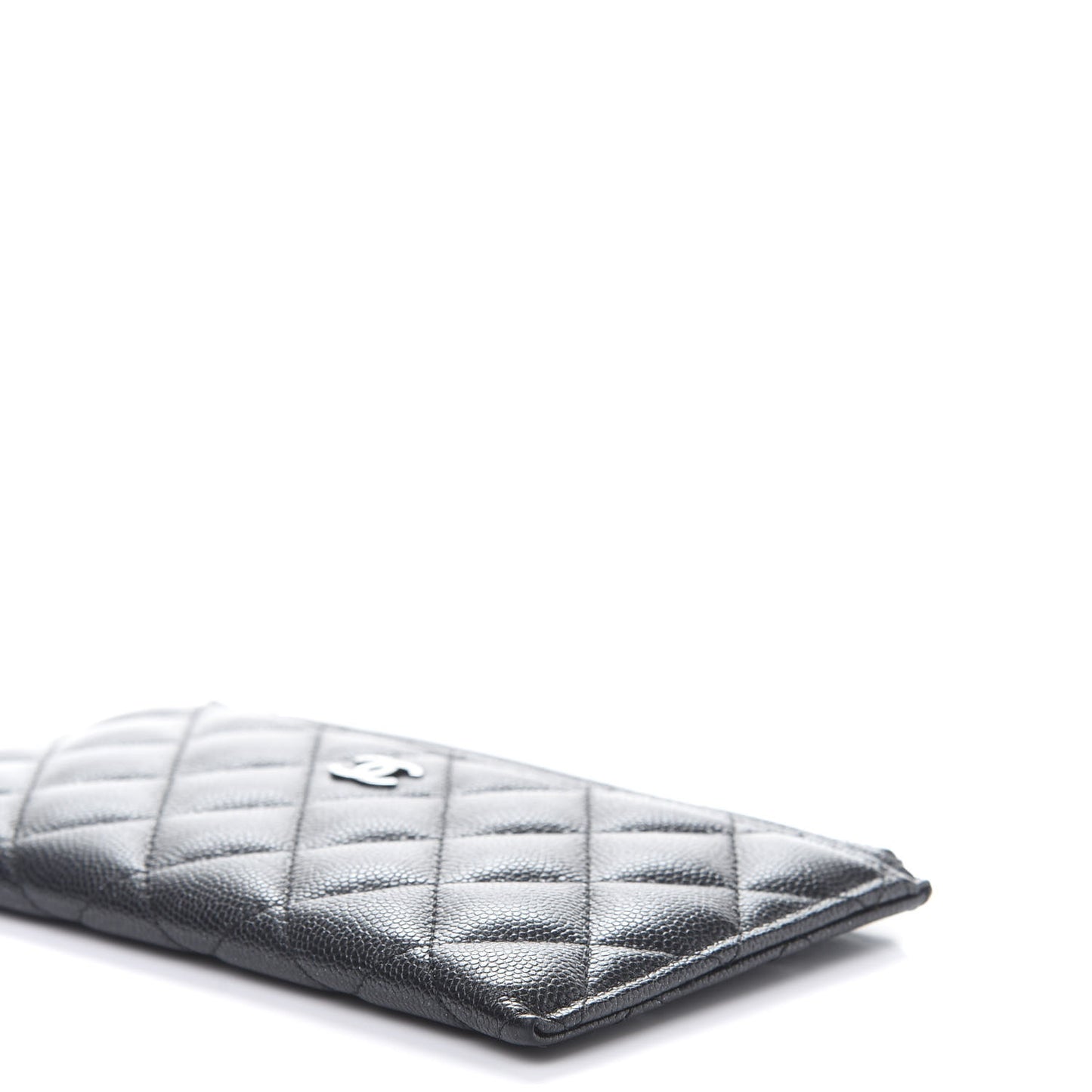 Iridescent Caviar Quilted Classic Zip Pouch Black