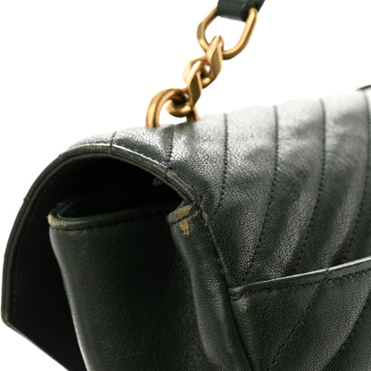 Saint Laurent Sheepskin Matelasse Chevron Monogram Large College Satchel Dark Green 10 of 10