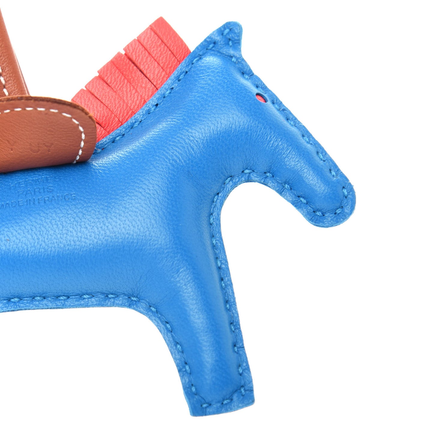Milo Lambskin Grigri Rodeo Horse Bag Charm PM Blue Zanzibar Rose Texas Gold