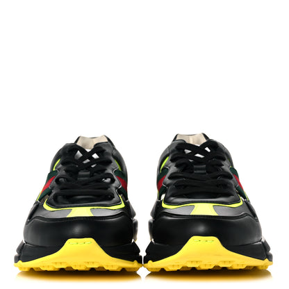 Gucci Demetra Web Mens Rhyton Cut Out Sneakers 9 Black Yellow Fluo 2 of 8