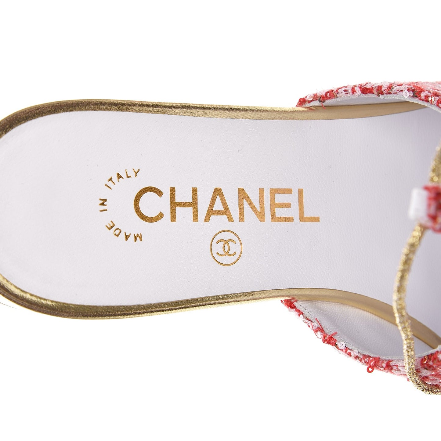 Sequin Pointed Toe Mules 38 Red Gold