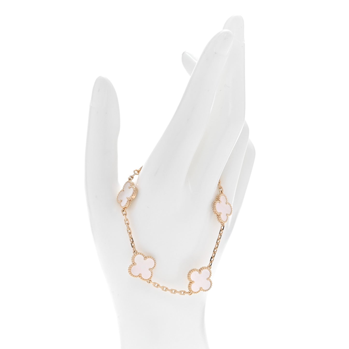 18K Yellow Gold Mother of Pearl 5 Motifs Vintage Alhambra Bracelet