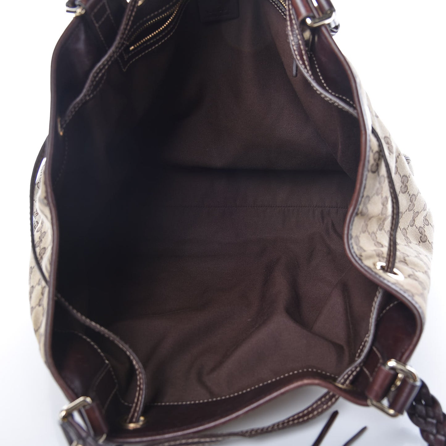 Monogram Peggy Braided Tote Dark Brown