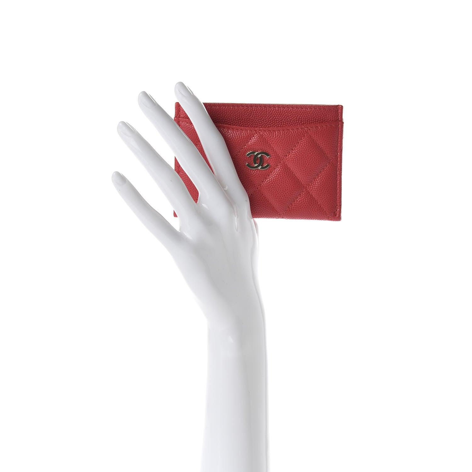 Chanel Caviar Quilted Card Holder Red 2 of 9