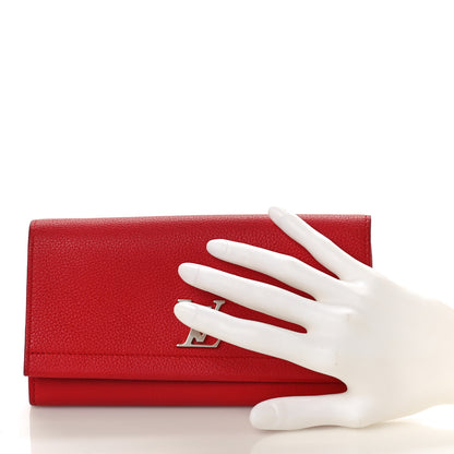 Louis Vuitton Calfskin Lockme II Wallet Rubis 2 of 8