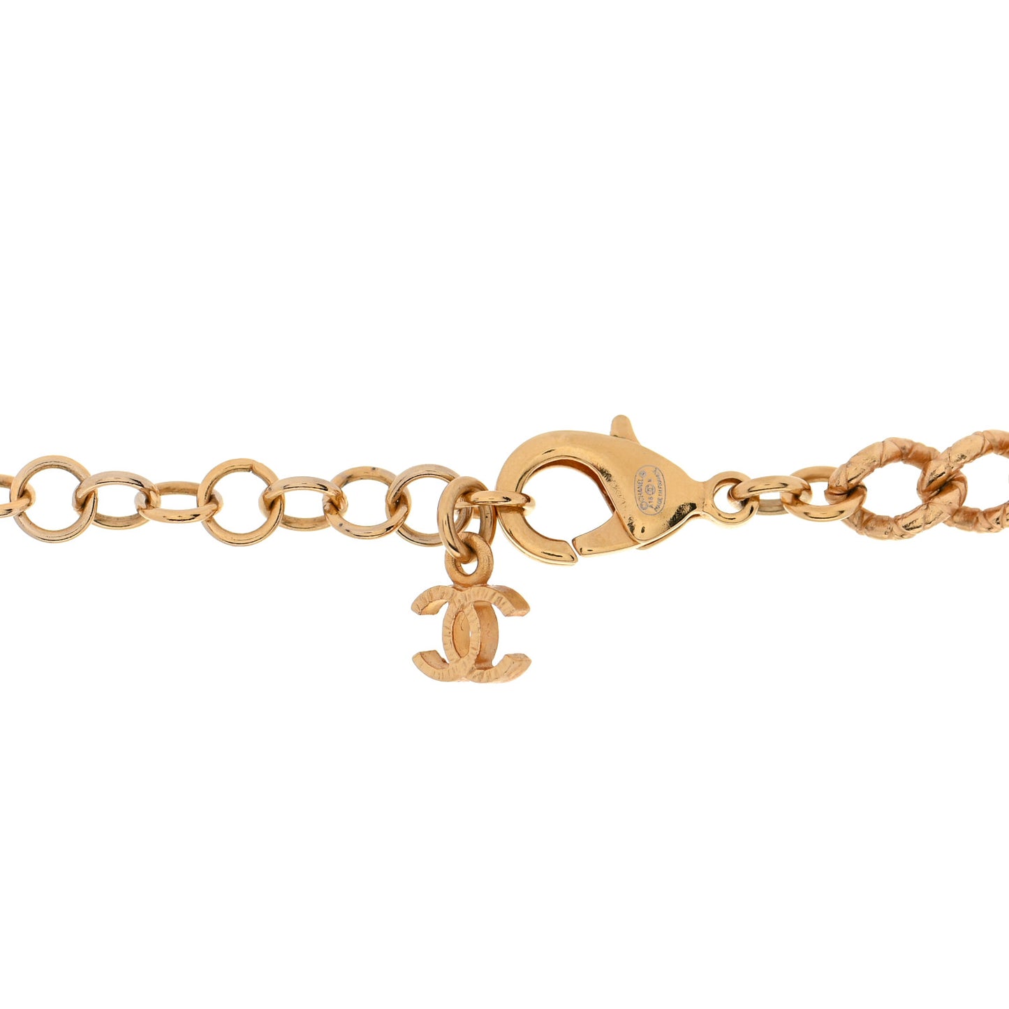 Beaded Crystal Logo CC Necklace Gold Multi