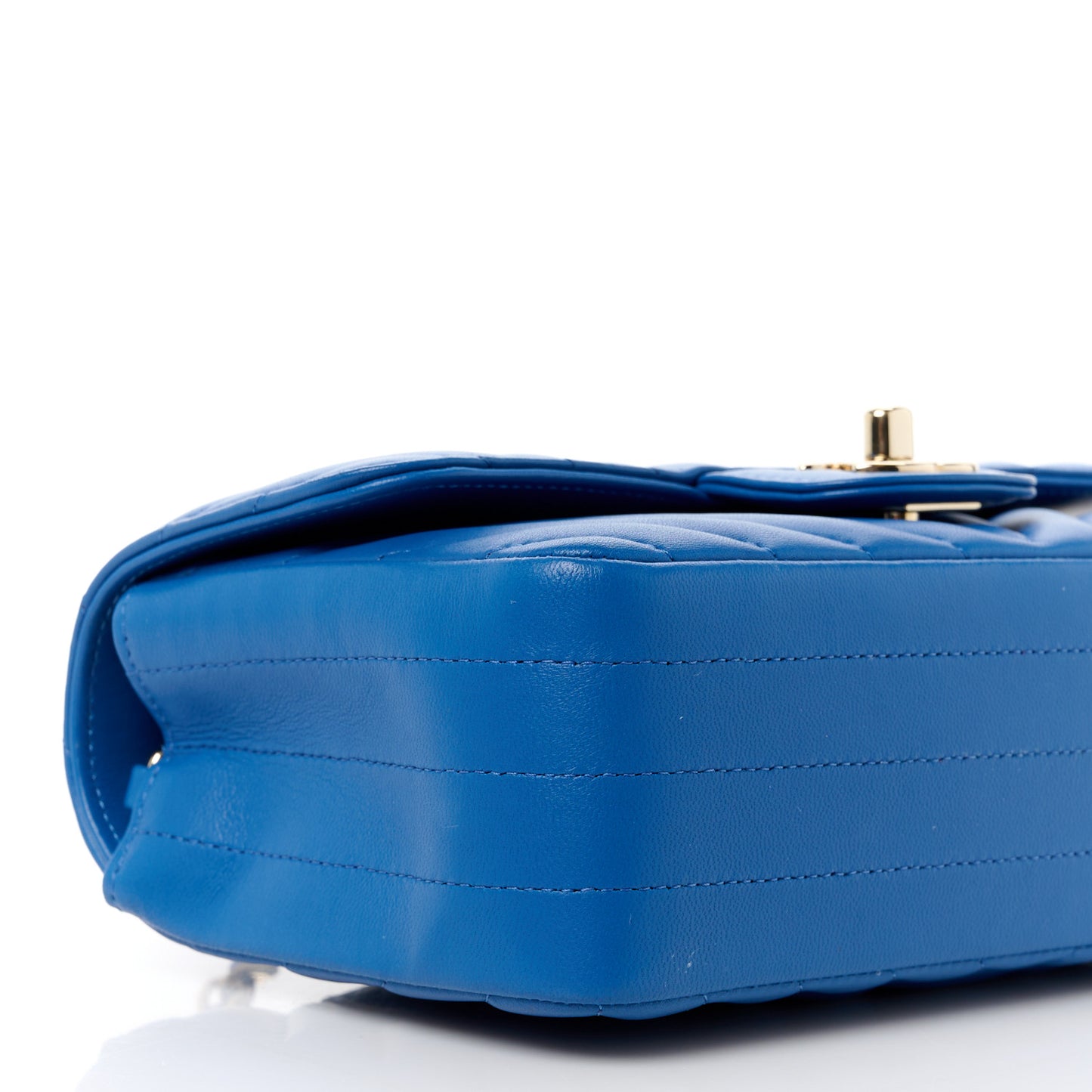 Lambskin Chevron Quilted Mini Rectangular Flap Blue