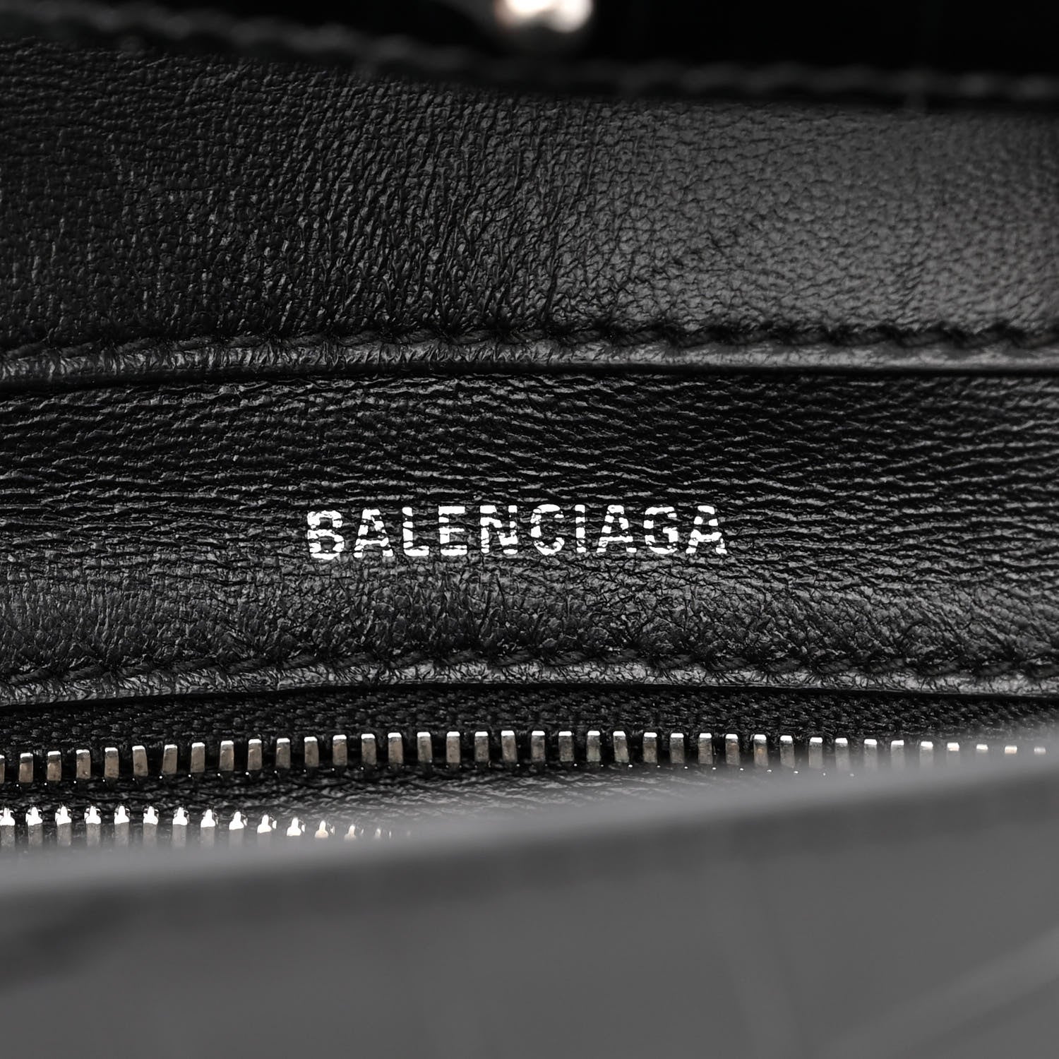 Balenciaga Calfskin Logo Crocodile Embossed Triangle Clutch Black White 6 of 9
