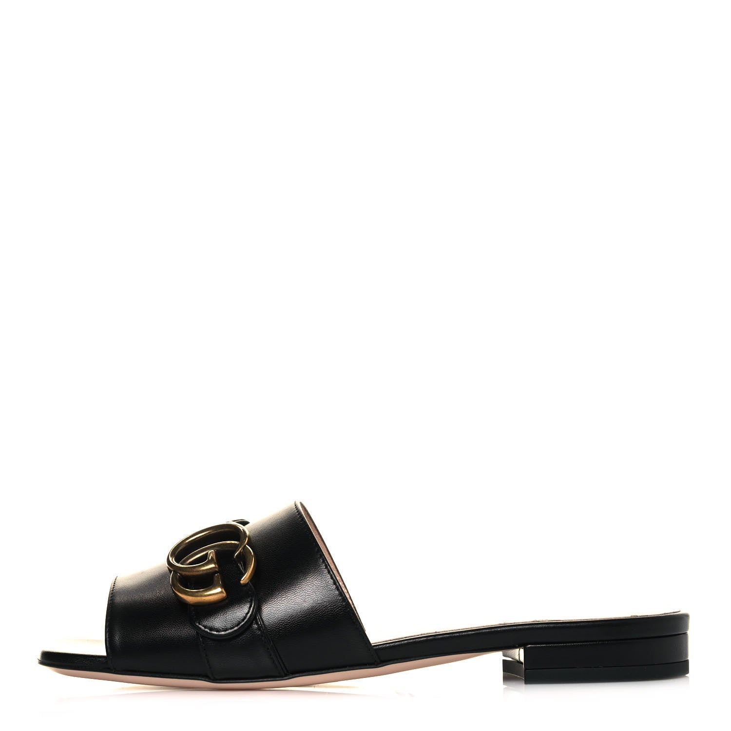 Gucci Malaga Kid GG Marmont Flat Slide Sandals 36 Black 1 of 9