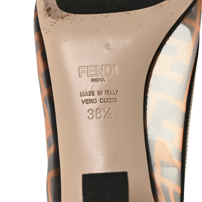 Fendi Technical Mesh Vitello Gommato FF Colibri 55mm Pumps 38.5 Tobacco Moro Black 6 of 7