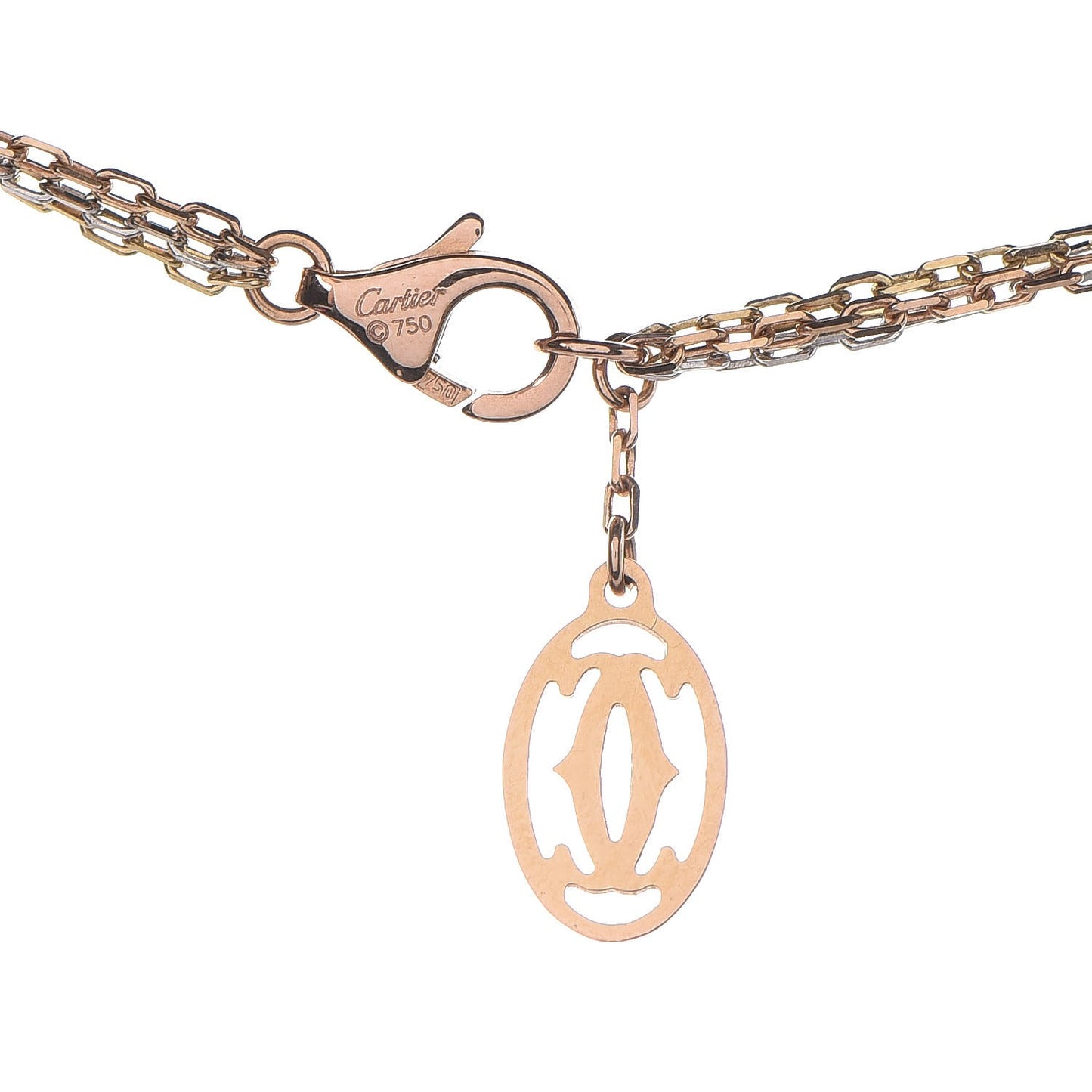 18K Pink Yellow White Gold Three Chain Necklace