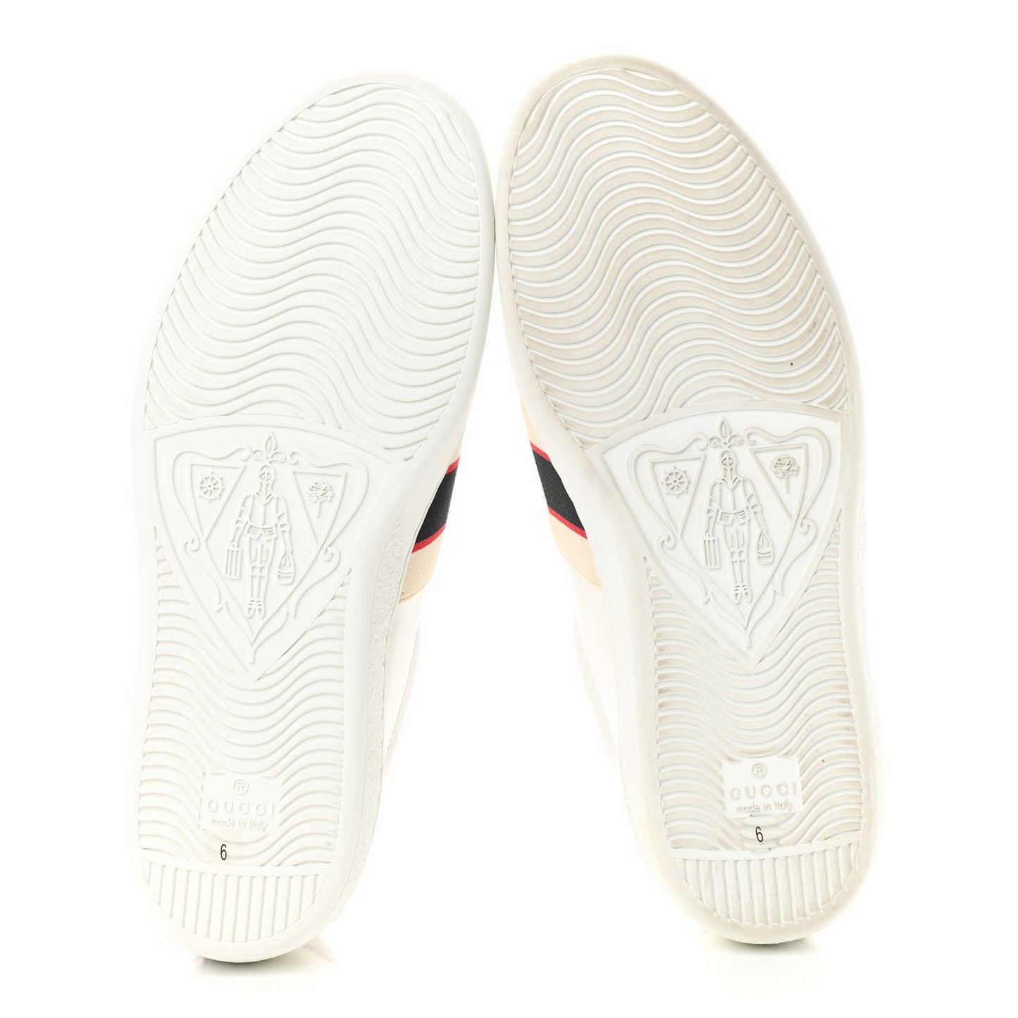 Calfskin Stripe Mens New Ace Sneakers 6 White Ecru Red Flame