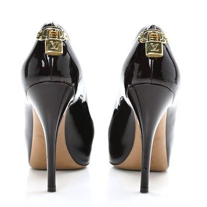 Louis Vuitton Patent Calfskin Oh Really Peep Toe Pumps 38.5 Amarante 5 of 12