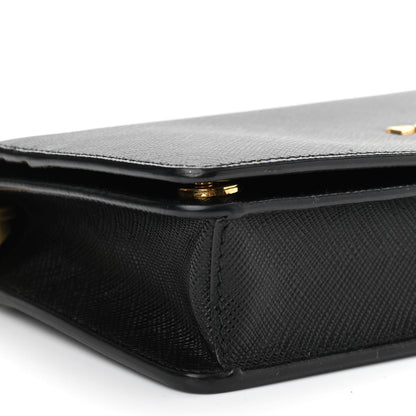 Prada Saffiano Metal Oro Mini Bag Black 7 of 9