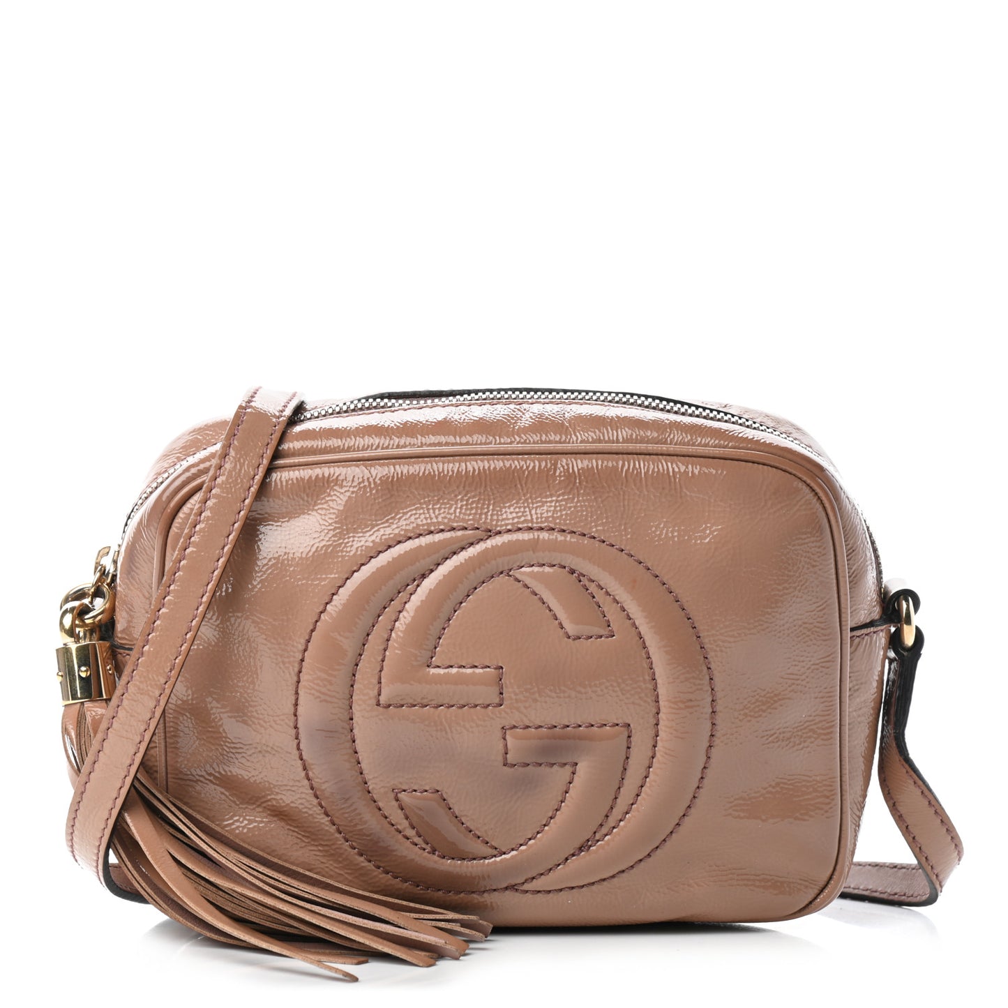 Vernice Naplack Small Soho Disco Bag Dark Cipria