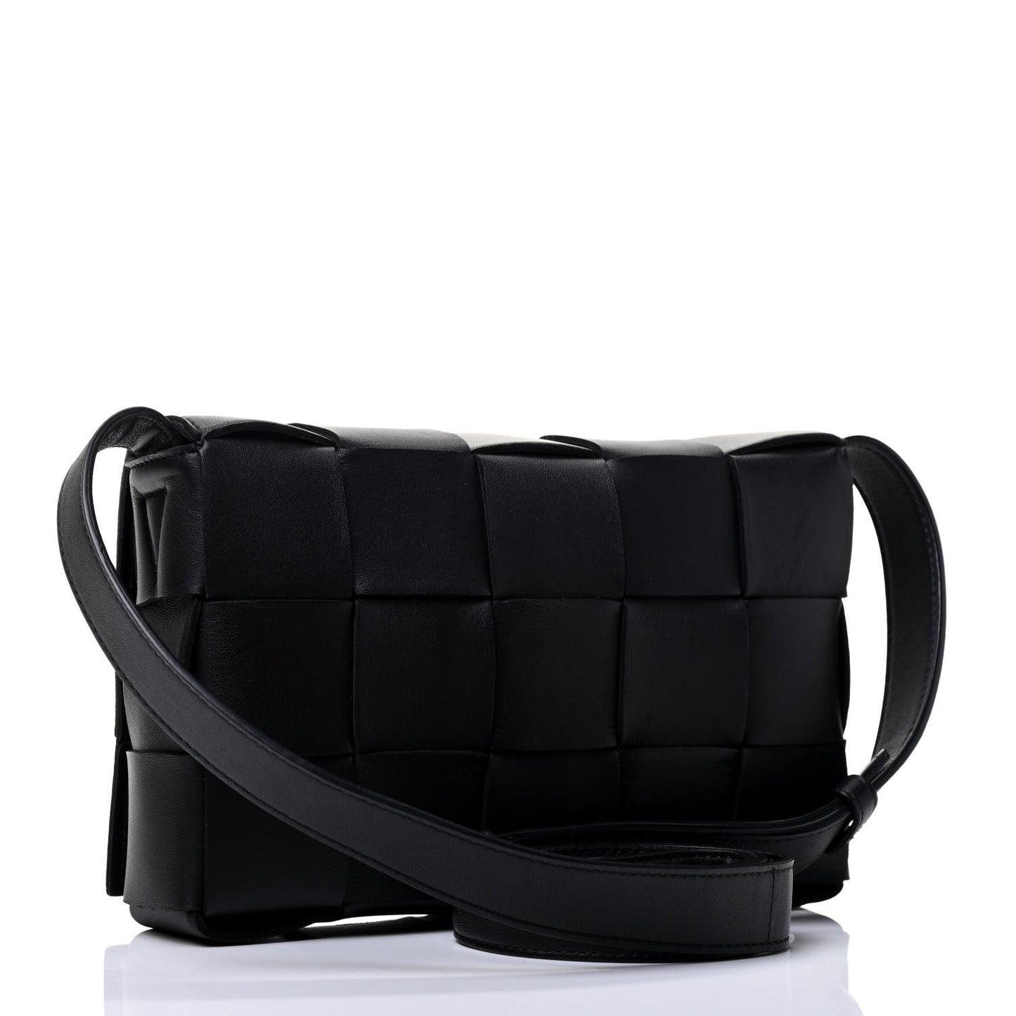 Lambskin Maxi Intrecciato Cassette Crossbody Bag Black