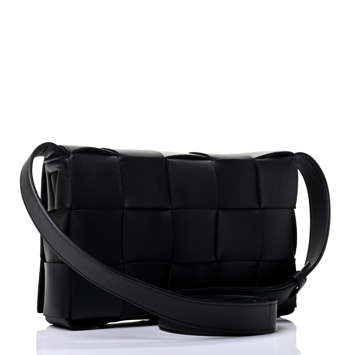 Bottega Veneta Lambskin Maxi Intrecciato Cassette Crossbody Bag Black 2 of 4