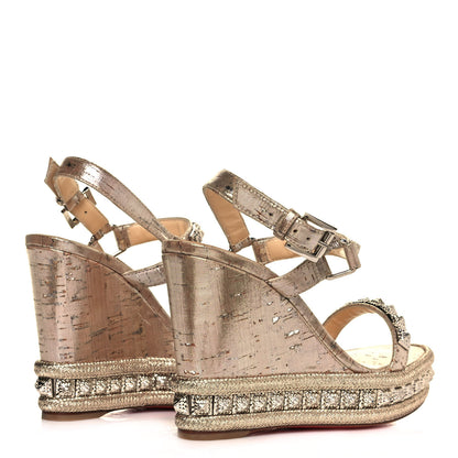 Christian Louboutin Cork Studded Pyradiams 110 Platform Sandals 35 Silver 4 of 8