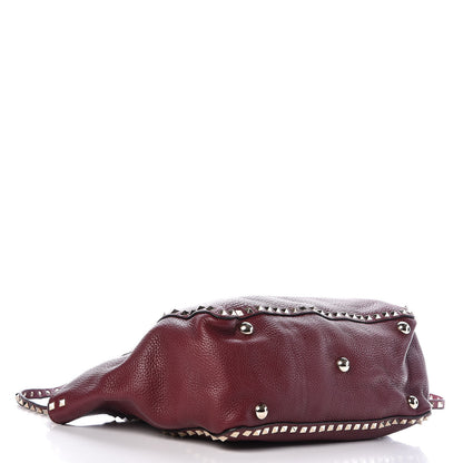 Valentino Garavani Pebbled Calfskin Medium Rockstud Tote Cremisi 4 of 12