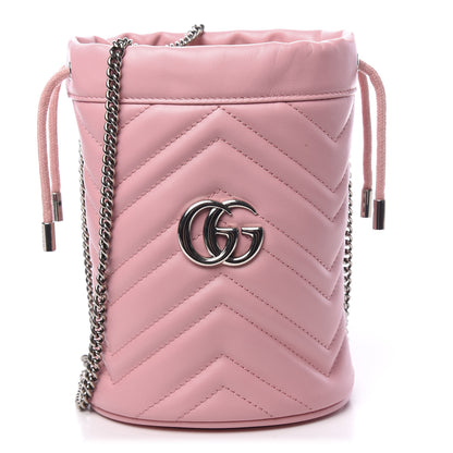 Gucci Calfskin Matelasse Mini GG Marmont 2.0 Bucket Bag Wild Rose 1 of 9