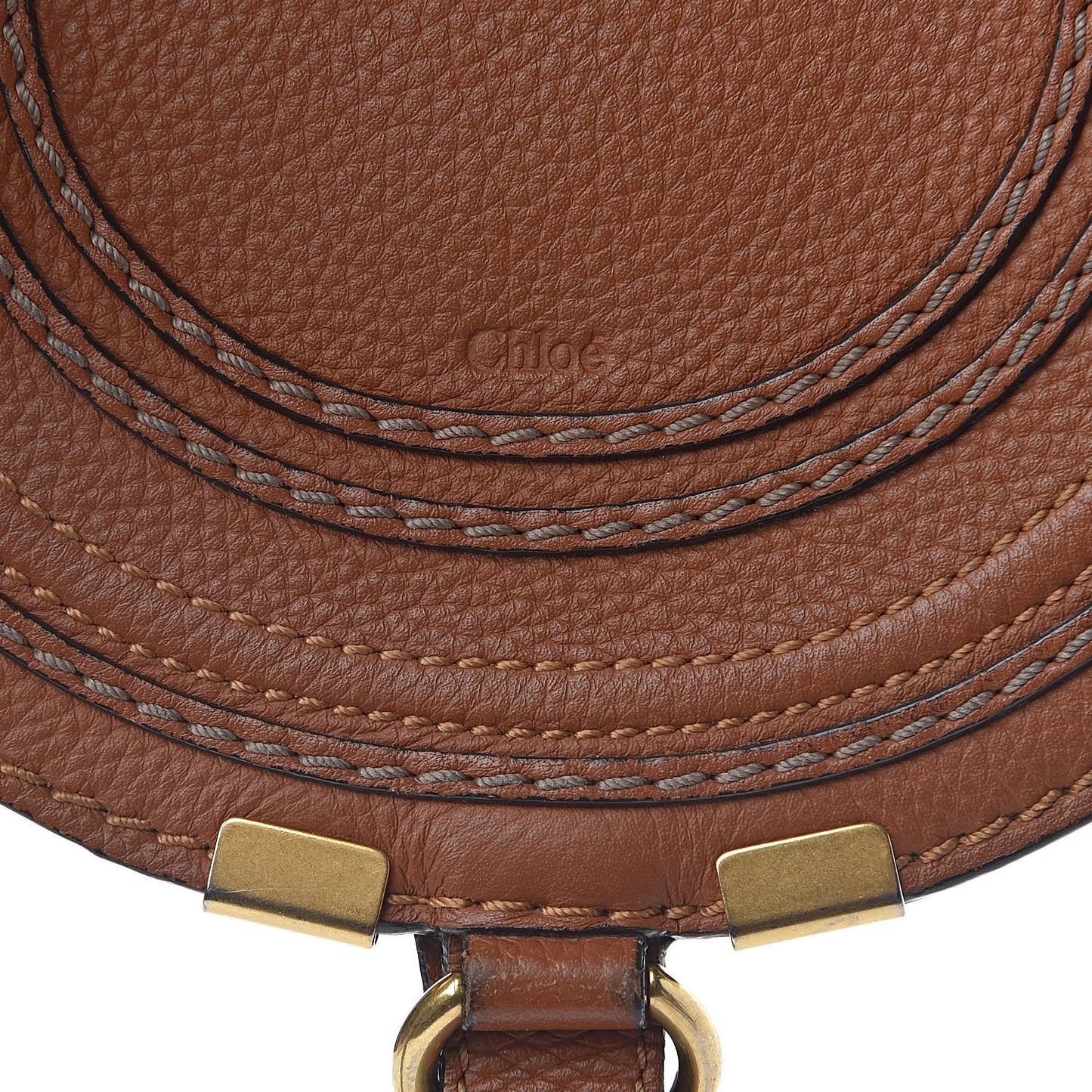 Calfskin Mini Marcie Round Crossbody Bag Tan