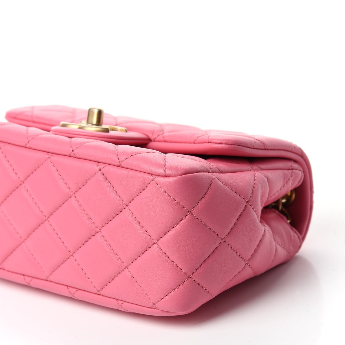 Lambskin Resin Quilted Mini Pearl Samba Square Flap Pink